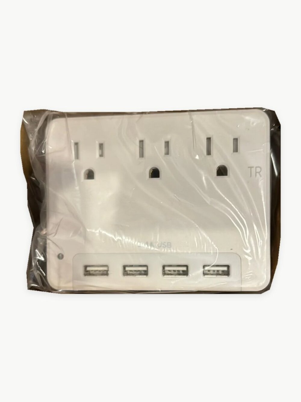 3 outlet wall tap with 4 usb ports and photo sensor nightlight